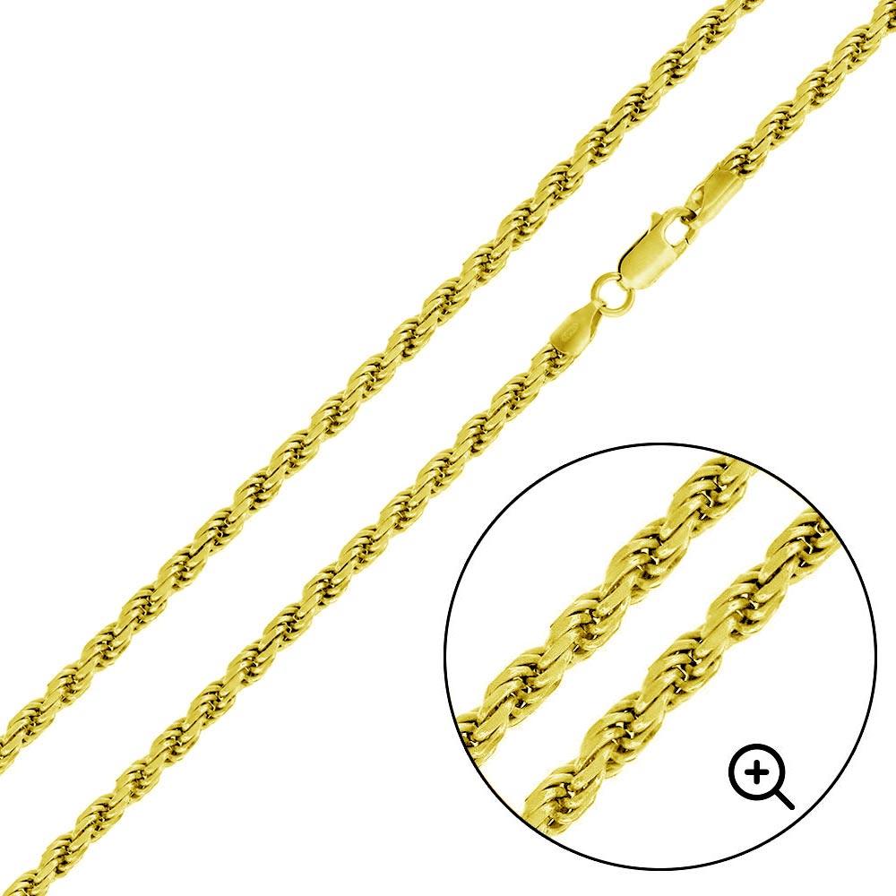 Gold Plated 925 Sterling Silver Rope 080 Chain or Bracelet 3.8mm - CH394 GP