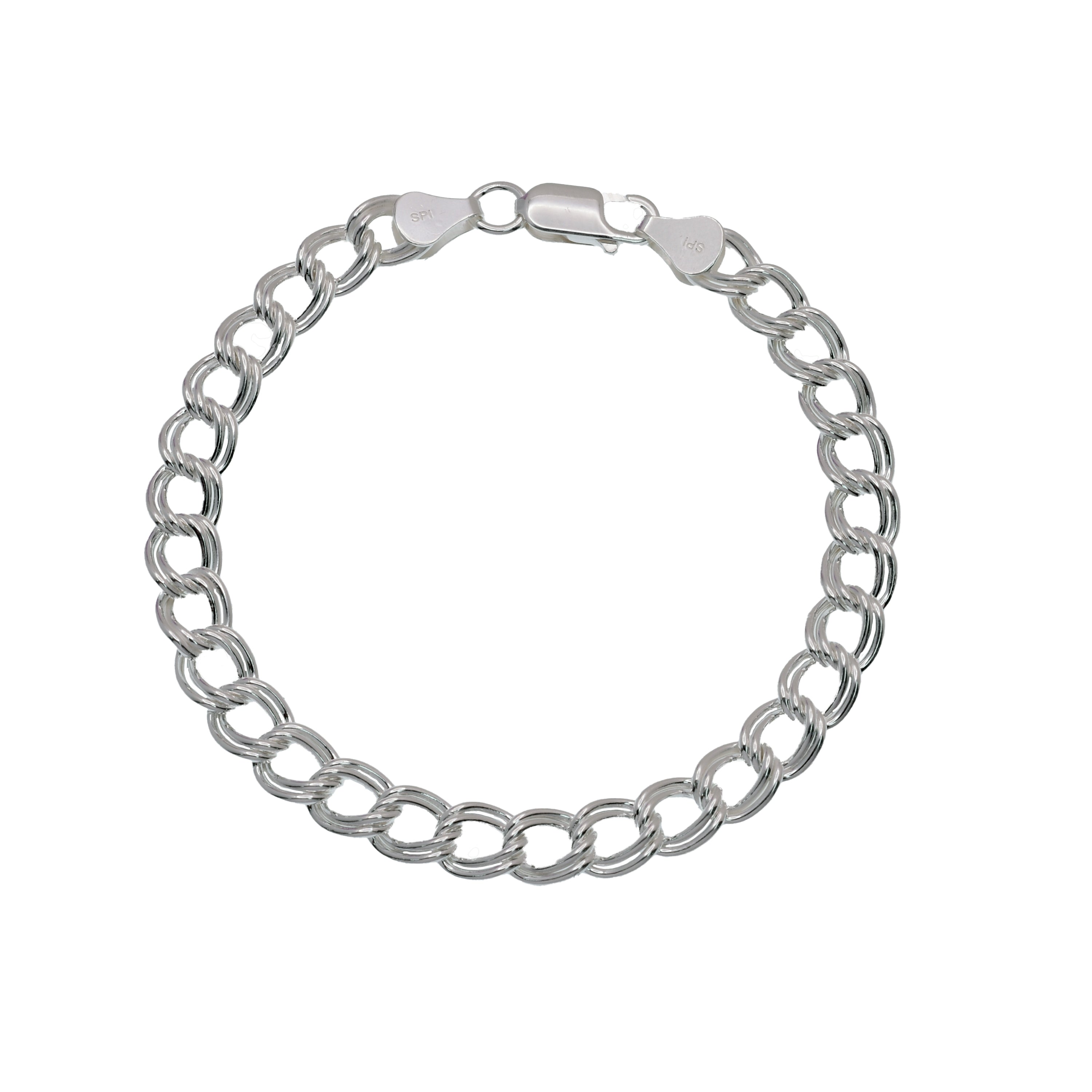 925 Sterling Silver Chino Links Double Wire 100 6.9mm Bracelet - CH40