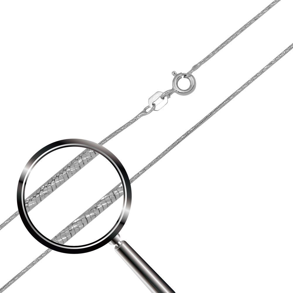 Rhodium Plated 925 Sterling Silver Round Snake Slash DC 0.90mm Chain - CH412 RH