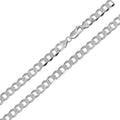 Rhodium Plated 925 Sterling Silver Super Flat Curb 120 Chain or Bracelet 4.7mm - CH418 RH