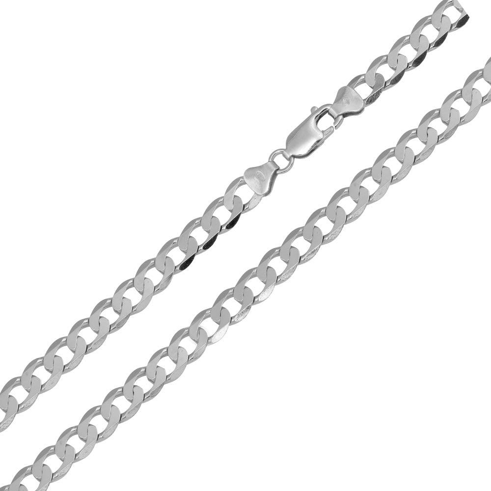 Rhodium Plated 925 Sterling Silver Super Flat Curb 120 Chain or Bracelet 4.7mm - CH418 RH