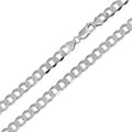 Rhodium Plated 925 Sterling Silver Super Flat Curb 180 Chain or Bracelet 6mm - CH419 RH