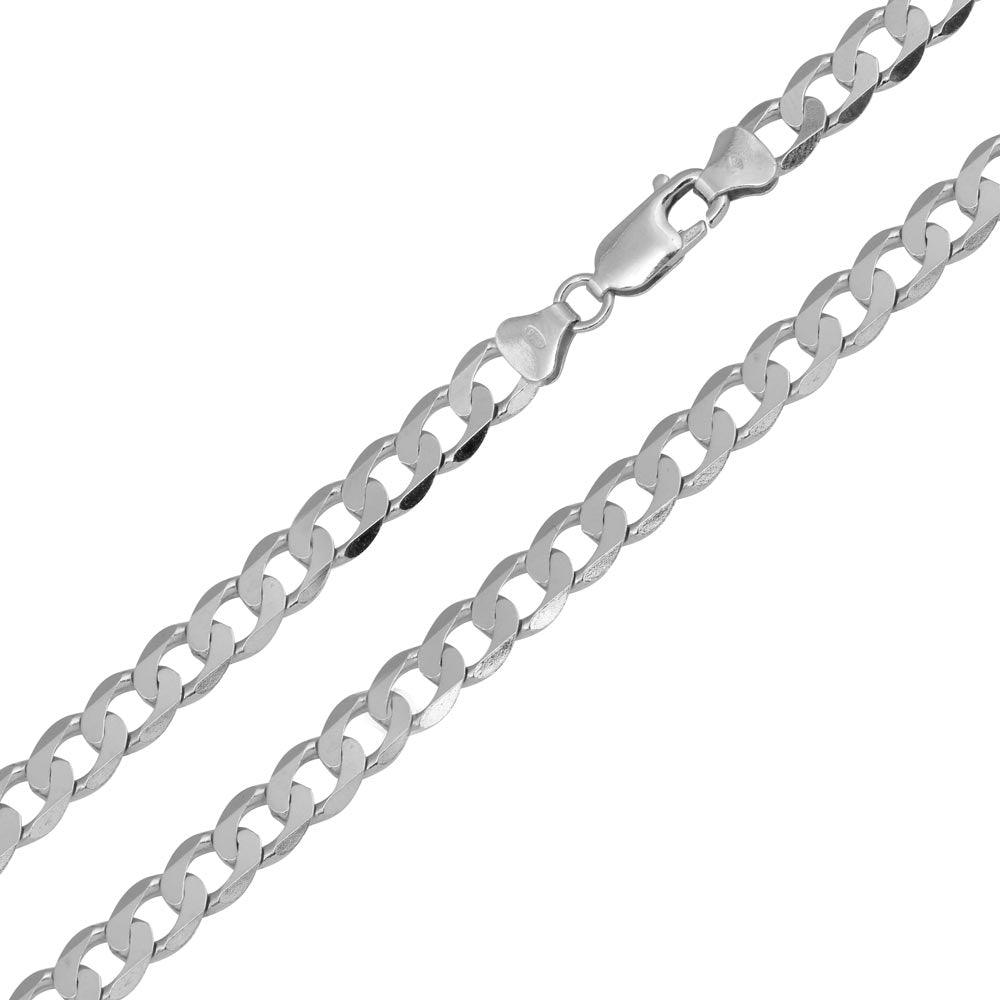 Rhodium Plated 925 Sterling Silver Super Flat Curb 180 Chain or Bracelet 6mm - CH419 RH
