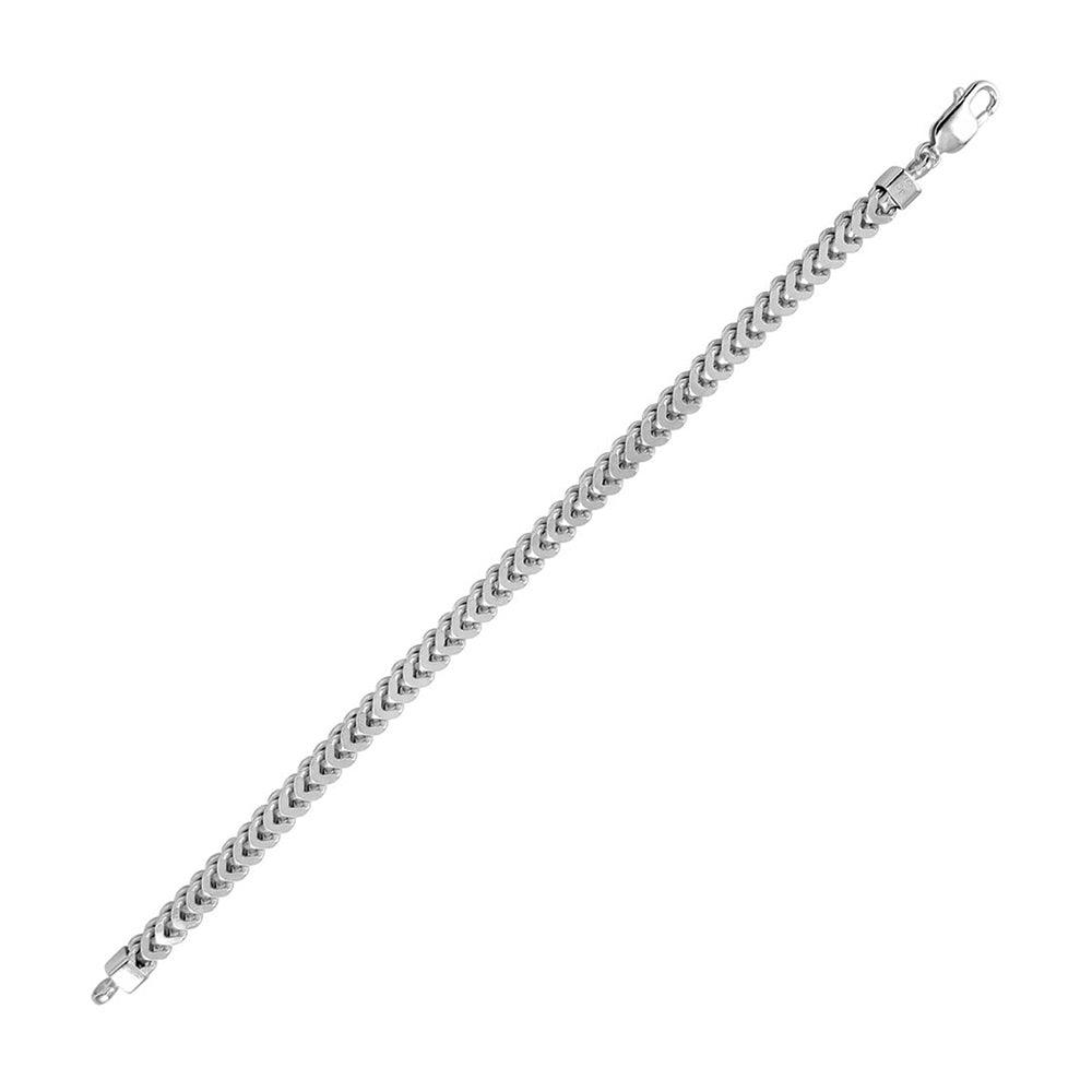 Rhodium Plated 925 Sterling Silver Franco Bracelet 4.8mm - CH439 RH BR