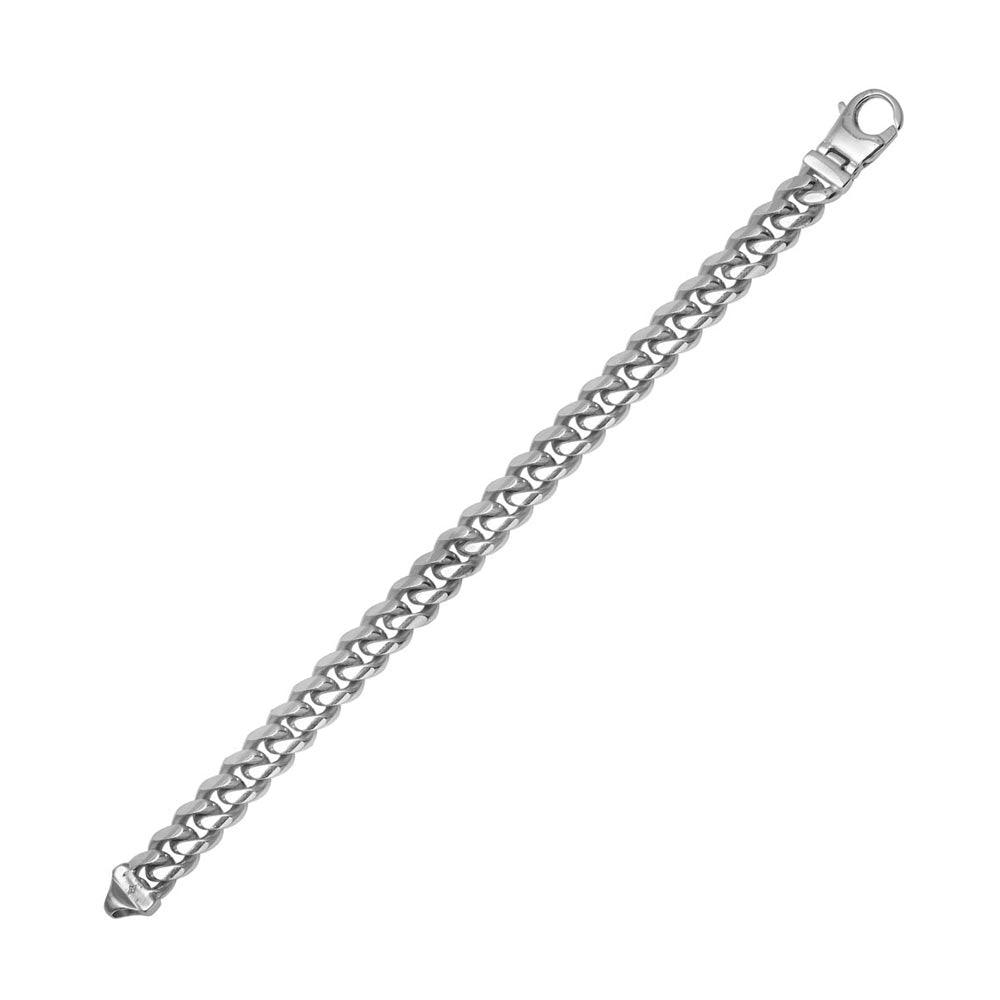 Rhodium Plated 925 Sterling Silver 2 Sided Miami Curb Bracelet 8.6mm - CH456 RH BR