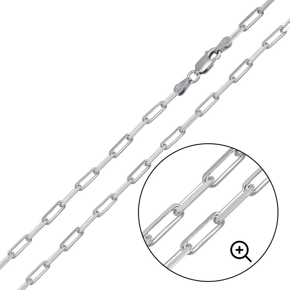 Rhodium Plated 925 Sterling Silver Paperclip Link Chain or Bracelet 2.8mm - CH459 RH