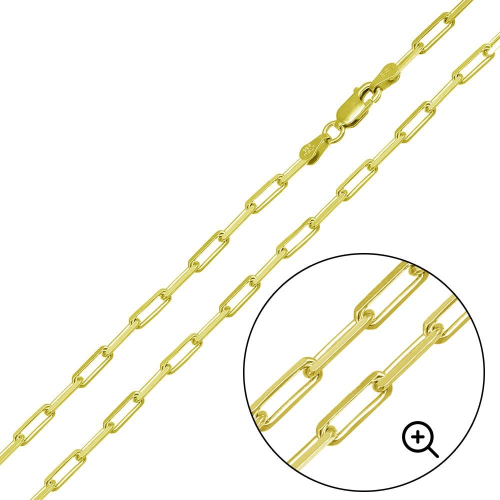Gold Plated 925 Sterling Silver Paperclip Link Chain or Bracelet 2.8mm - CH460 GP
