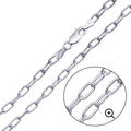 Rhodium Plated 925 Sterling Silver Oval Paperclip Link Chain 4mm - CH467 RH