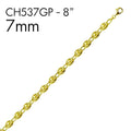 Gold Plated 925 Sterling Silver Puffed Mariner Bracelet 7mm - CH537B GP