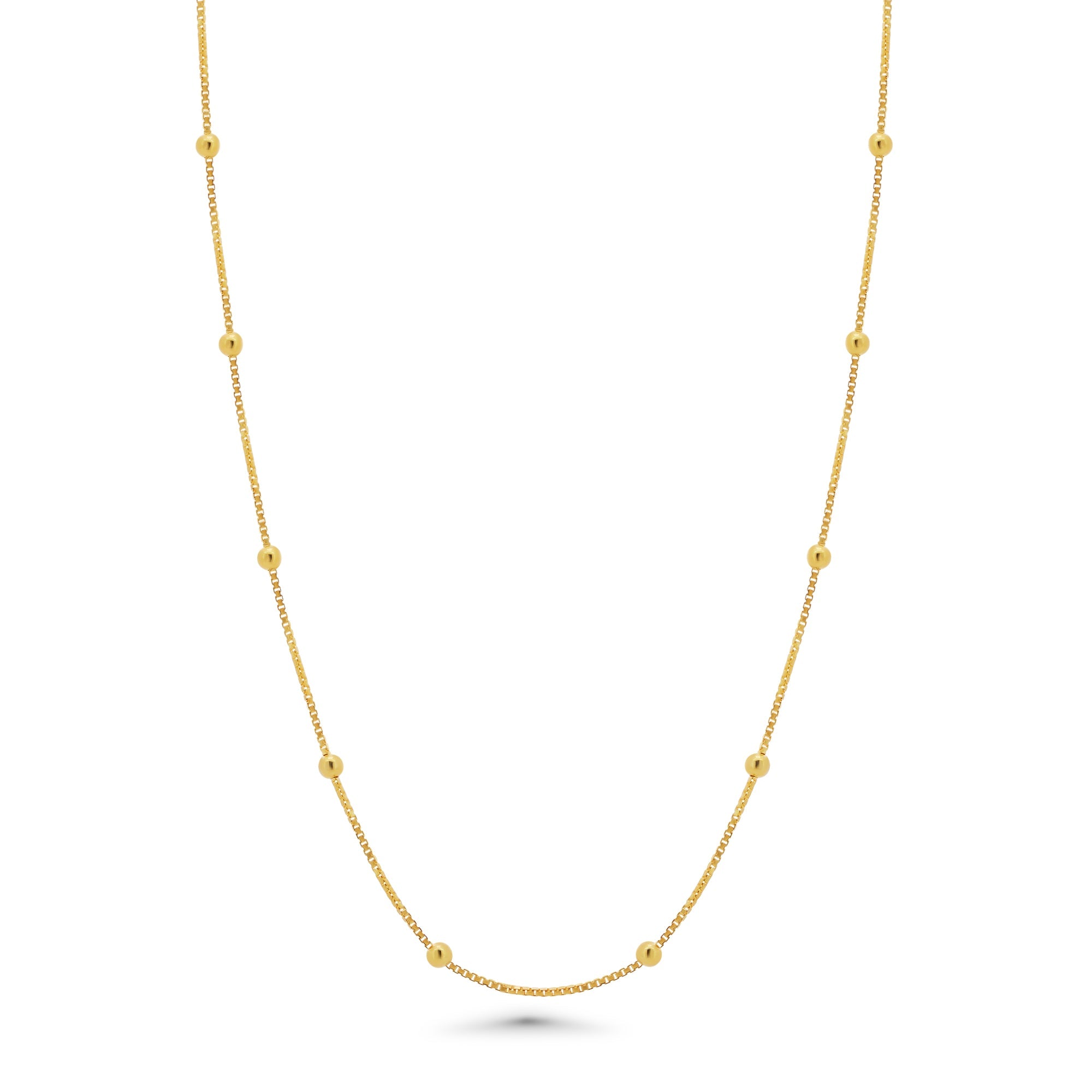 Gold Plated 925 Sterling Silver Box with Bead Chain or Bracelet 0.8mm - CH557 GP