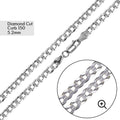 Curb 150 1 Side Diamond Cut 1 Side Plain Chain or Bracelet 5.2mm - CH629