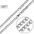 Curb 160 1 Side Diamond Cut 1 Side Plain Chain or Bracelet 6.1mm - CH629B