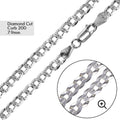 Curb 200 1 Side Diamond Cut 1 Side Plain Chain or Bracelet 7.9mm - CH631