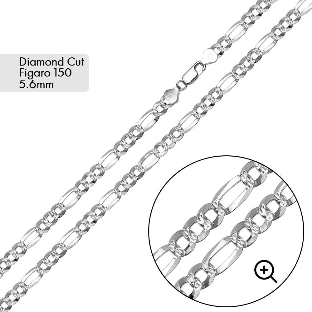 Diamond Cut Figaro 150 Bracelet and Chain 5.6mm - CH637