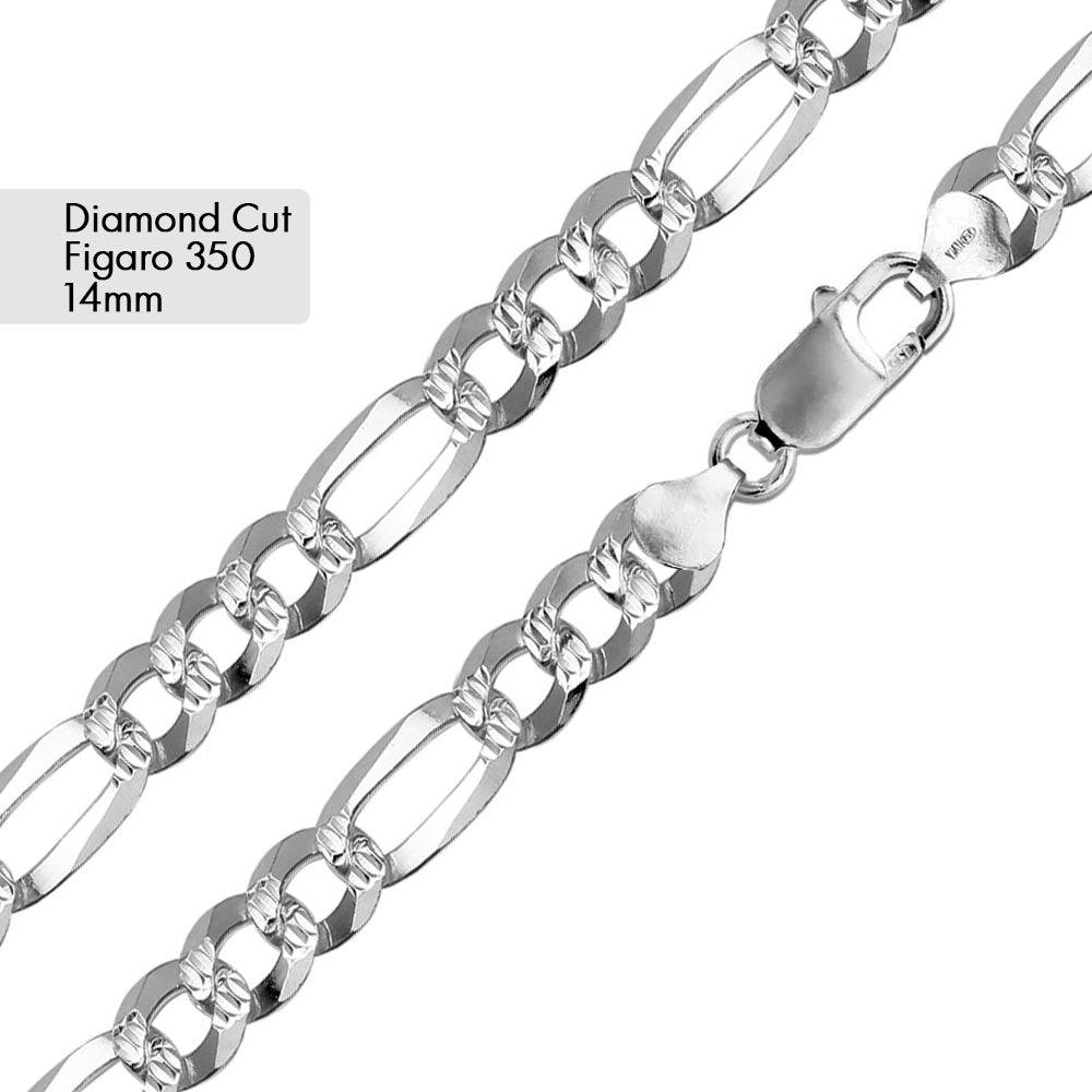 Diamond Cut Figaro 350 Chain 14mm or Bracelet - CH642