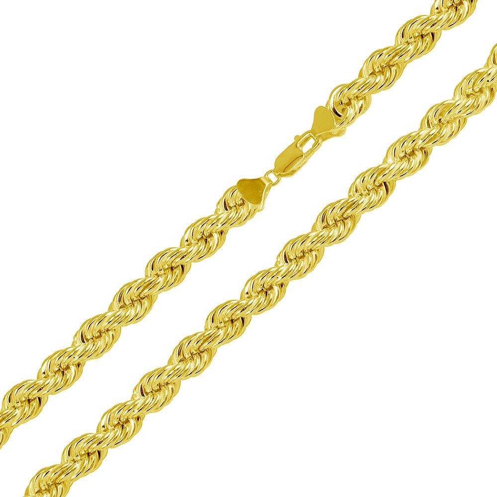 Gold Plated 925 Sterling Silver Hollow Rope Chains 6.5mm - CHHW112 GP