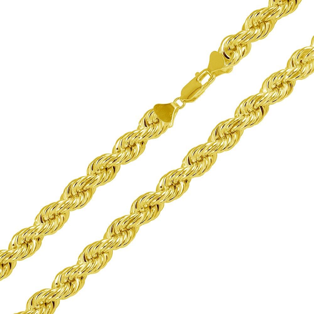 Gold Plated 925 Sterling Silver Hollow Rope Chains 8mm - CHHW113 GP
