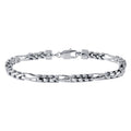 Rhodium Plated 925 Sterling Silver Figaro Franco Bracelet 6mm - CH946 RH
