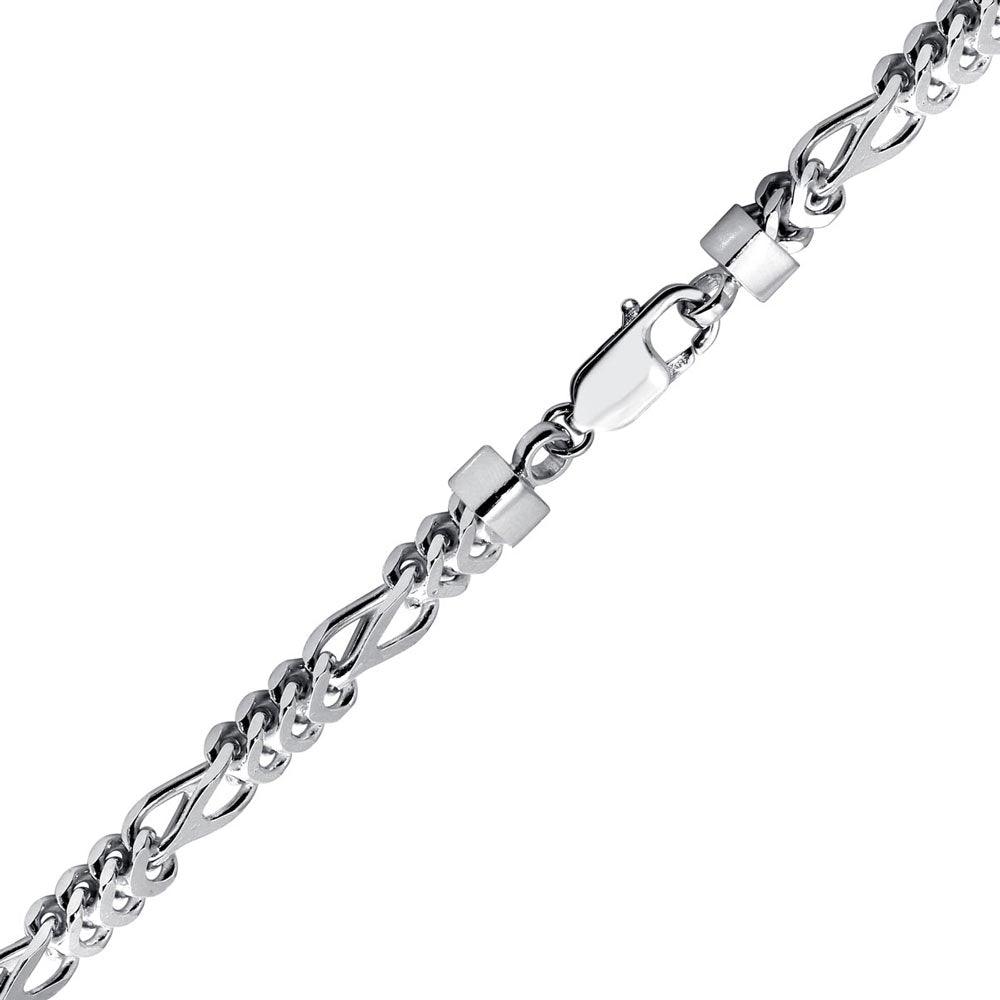 Rhodium Plated 925 Sterling Silver Figaro Franco Bracelet 5.8mm - CH947 RH