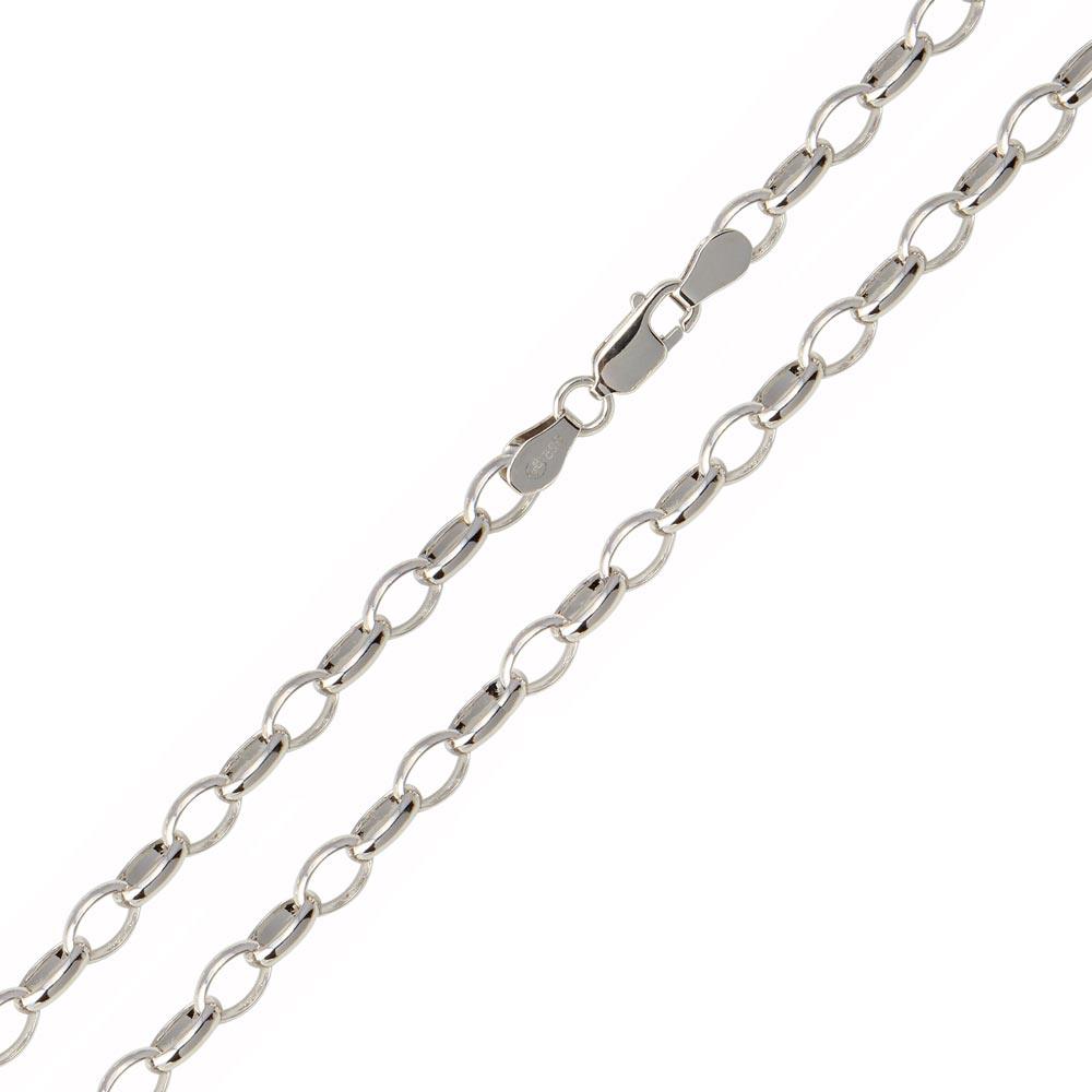 Rhodium Plated 925 Sterling Silver Belcher Oval Link Chain 5mm - CH948 RH