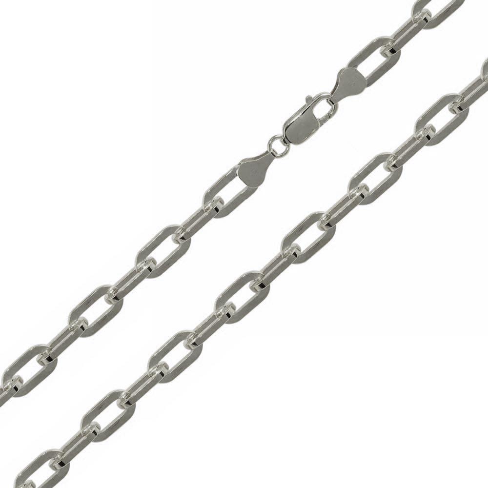 Rhodium Plated 925 Sterling Silver Wide Oval D Cut Link Paperclip 5mm Chain or Bracelet - CH949 RH