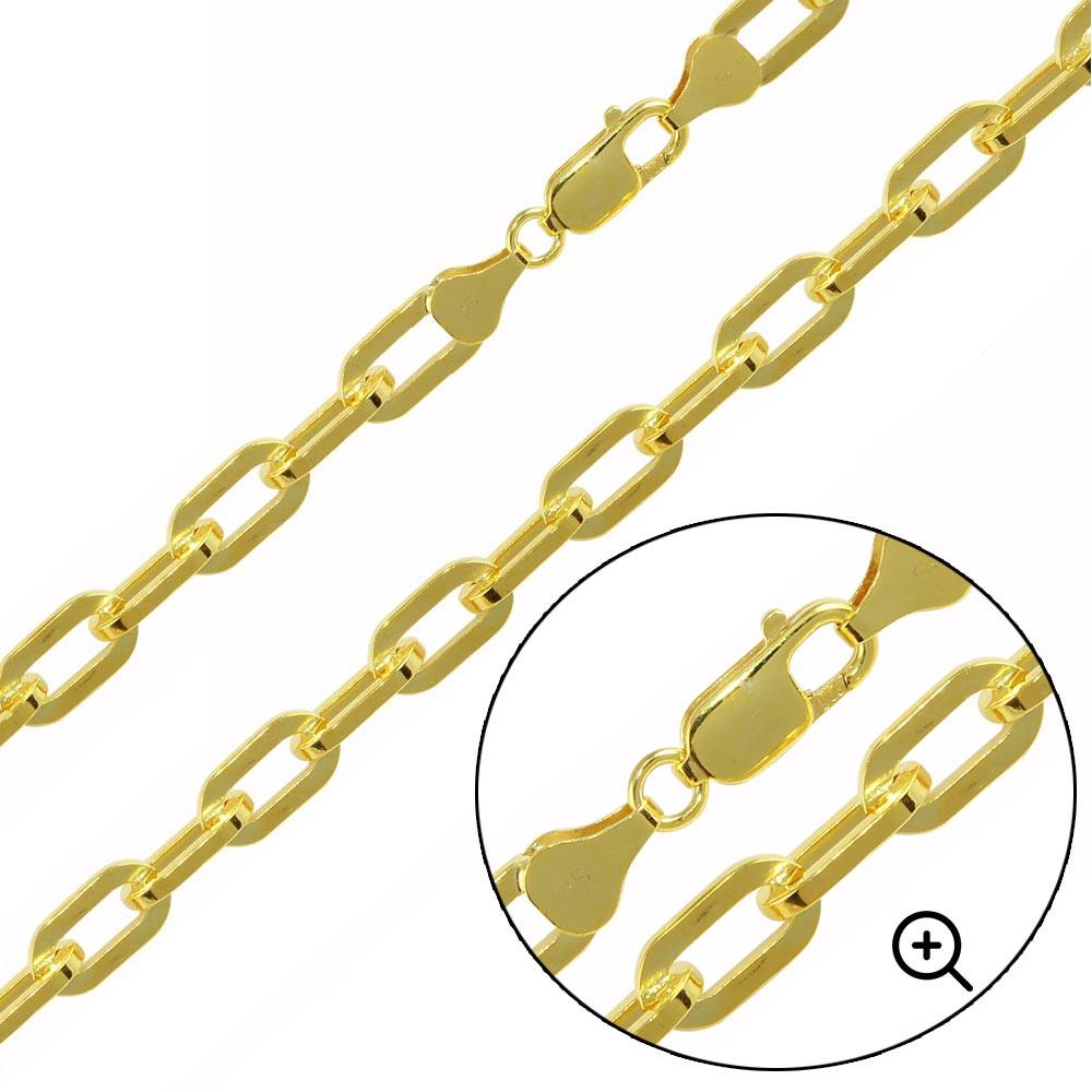 Gold Plated 925 Sterling Silver Wide Oval D Cut Link Paperclip 6mm Chain or Bracelet - CH950 GP