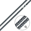 925 Sterling Silver Miami Curb Platinlux Plated One Sided Pyramid Pave 150 4.8mm Chain - CH954 BLK