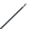 925 Sterling Silver Miami Curb Platinlux Plated One Sided Pyramid Pave 200 7mm Bracelet - CH956 BLK