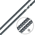 925 Sterling Silver Miami Curb Platinlux Plated One Sided Pyramid Pave 200 7mm Chain - CH956 BLK