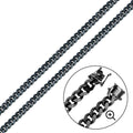 925 Sterling Silver Miami Curb Platinlux Plated One Sided Pyramid Pave 200 Box Lock 7mm - CH956A BLK