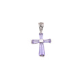 925 Rhodium Plated Sterling Silver Birthstone Cross Charm - CHARM00100