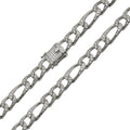 Rhodium Plated 925 Sterling Silver CZ Encrusted Figaro Chains 8.2mm - CHCZ112 RH