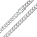 Rhodium Plated 925 Sterling Silver Baguette CZ Encrusted Curb Chain or Bracelet 10.9mm - CHCZ116 RH