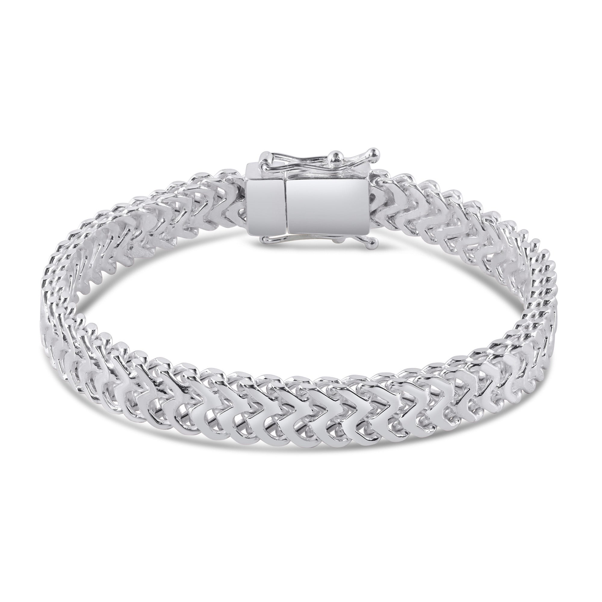 925 Sterling Silver Zig Zag Box Lock 8mm Bracelet - CHHB009