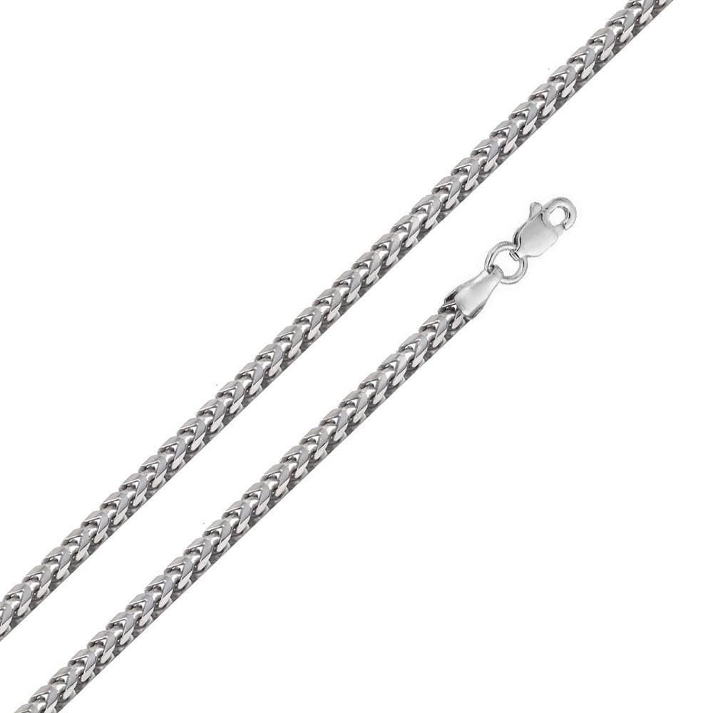 Rhodium Plated 925 Sterling Silver Hollow Round Franco Chain 4.3mm - CHHW122 RH