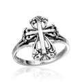 Rhodium Plated 925 Sterling Silver Cross Ring - CR00740