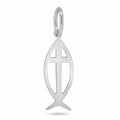 925 Sterling Silver Basic Fish Cross Charm - CHARM0013