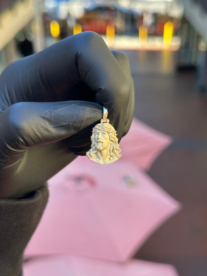 Mini Jesus Face Pendant in solid 10K-24K gold