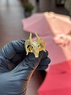 Bighorn Sheep Skull Ring in solid 10K-24K gold