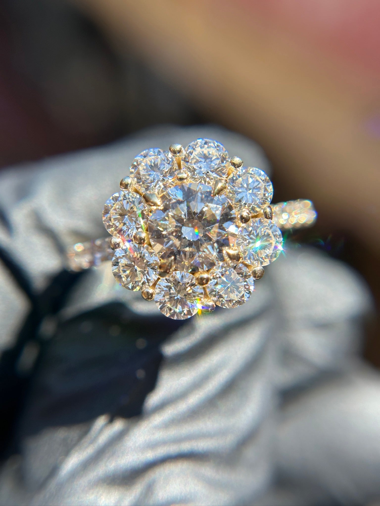 Large Cluster Halo Engagement Ring