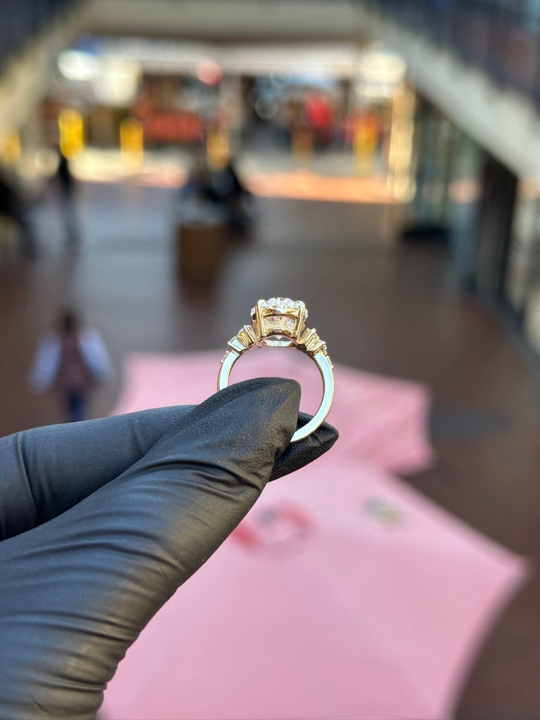 Floral Cluster Accent Engagement Ring