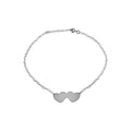 Rhodium Plated 925 Sterling Silver Double Heart Anklets - DIA00002RH