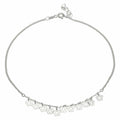 Rhodium Plated 925 Sterling Silver Dangling Flower Anklets - DIA00003RH
