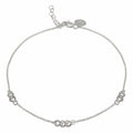 Rhodium Plated 925 Sterling Silver 3 Link Anklets - DIA00006RH