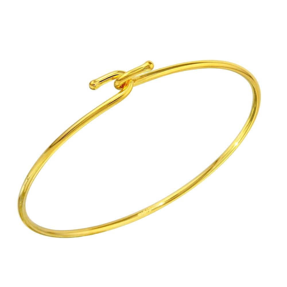 Gold Plated 925 Sterling Silver Hook Bangle - DIB00004GP