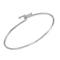 Rhodium Plated 925 Sterling Silver Hook Bangle - DIB00004RH