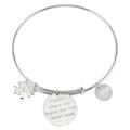 Rhodium Plated 925 Sterling Silver Family Charms Adjustable Bangle - DIB00005SF