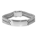 Rhodium Plated 925 Sterling Silver Men's 14mm Thick ZigZag ID Bracelet - CDIB00019