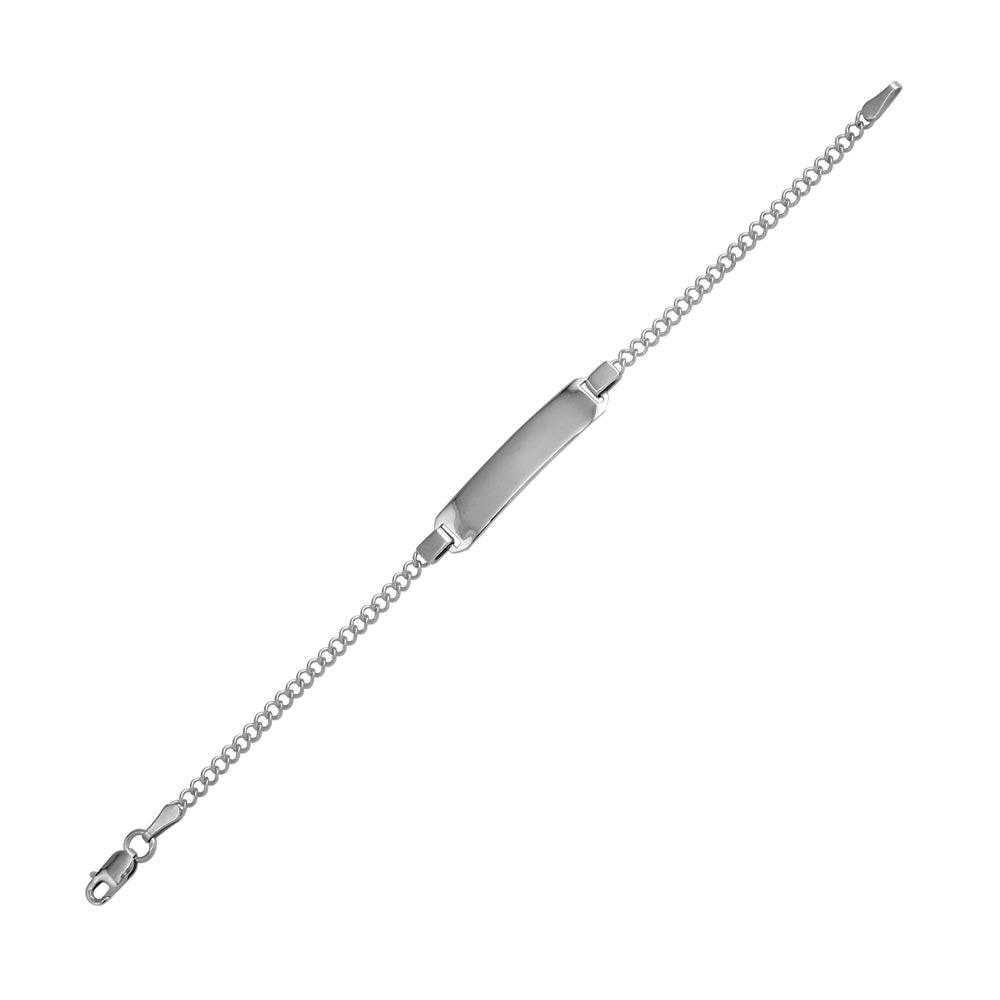 Rhodium Plated 925 Sterling Silver Link Chain Baby ID Bracelet - DIB00028RH