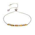 Rhodium Plated 925 Sterling Silver Tri-Color Bead Lariat Bracelet - DIB00051TRI